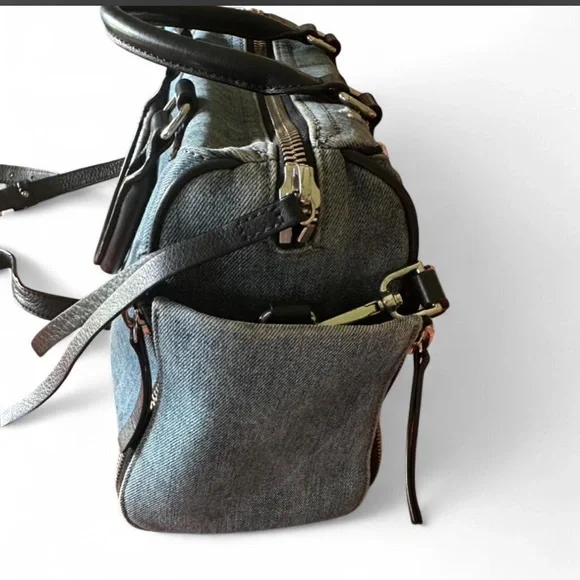 Diesel Blue Floral Embroidered Satchel - Picture 3 of 6